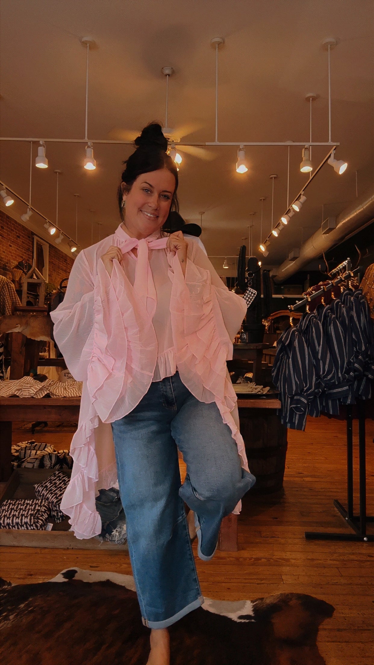 Dust & Grace – Pink Tie-Neck Blouse