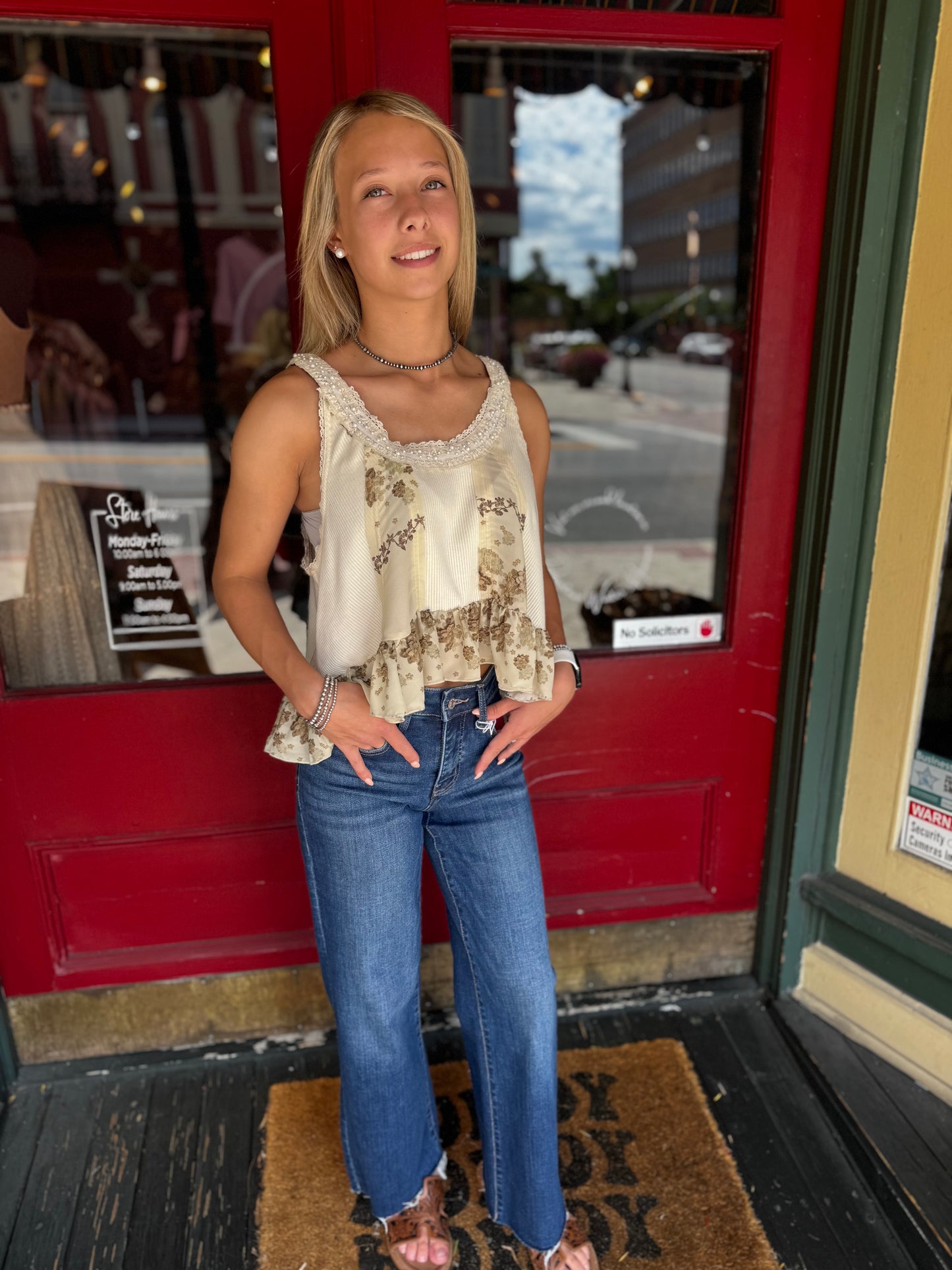 Honey Pearl - Natural Flared Tank Top