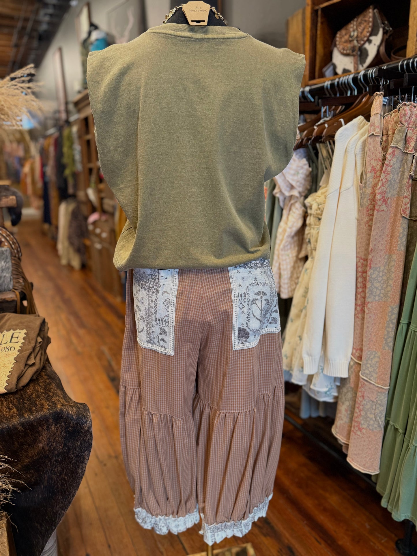 Boho Bandit – Rust Gingham Jogger