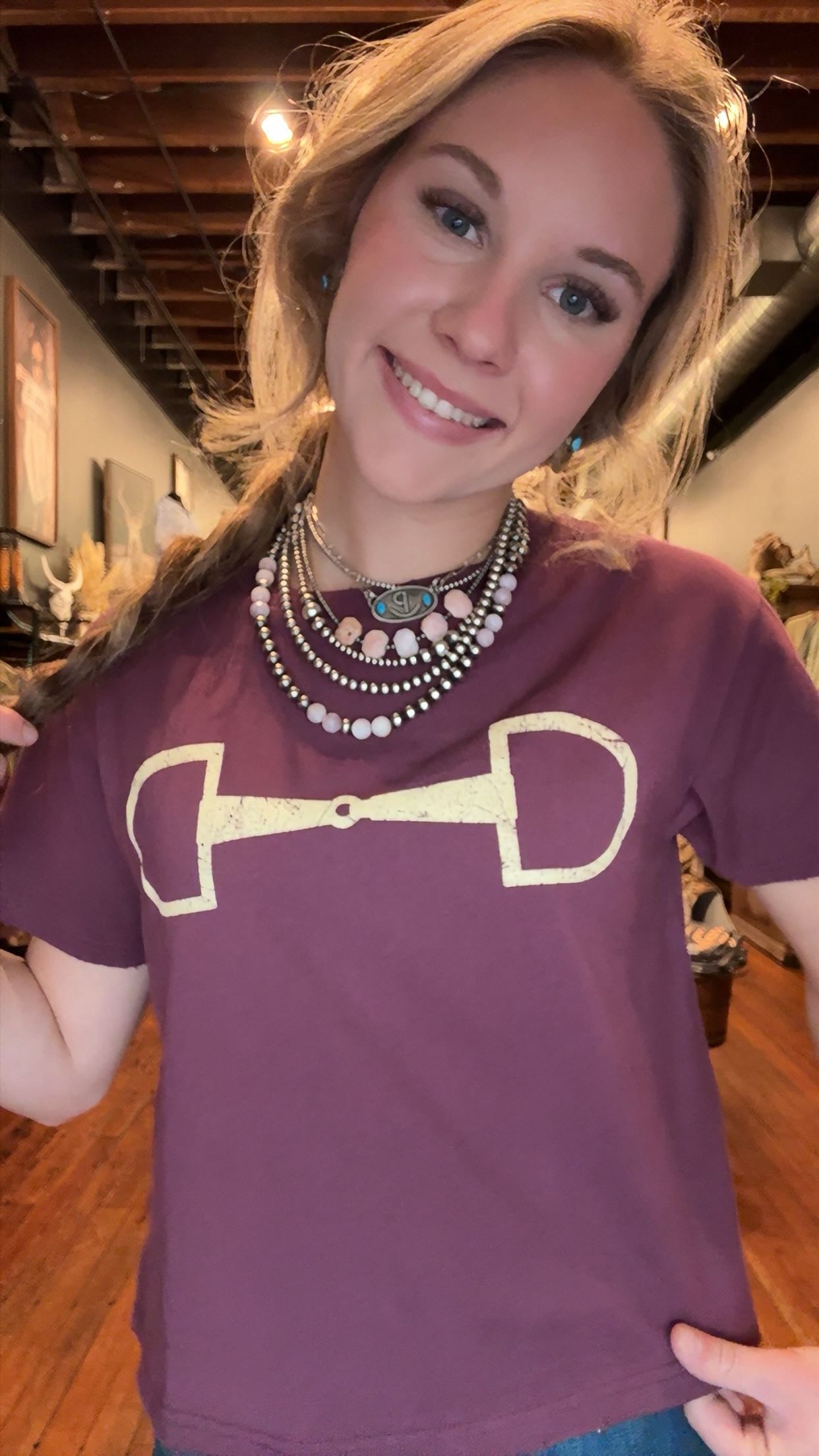 Snaffle Sass – Maroon Crop Graphic Tee