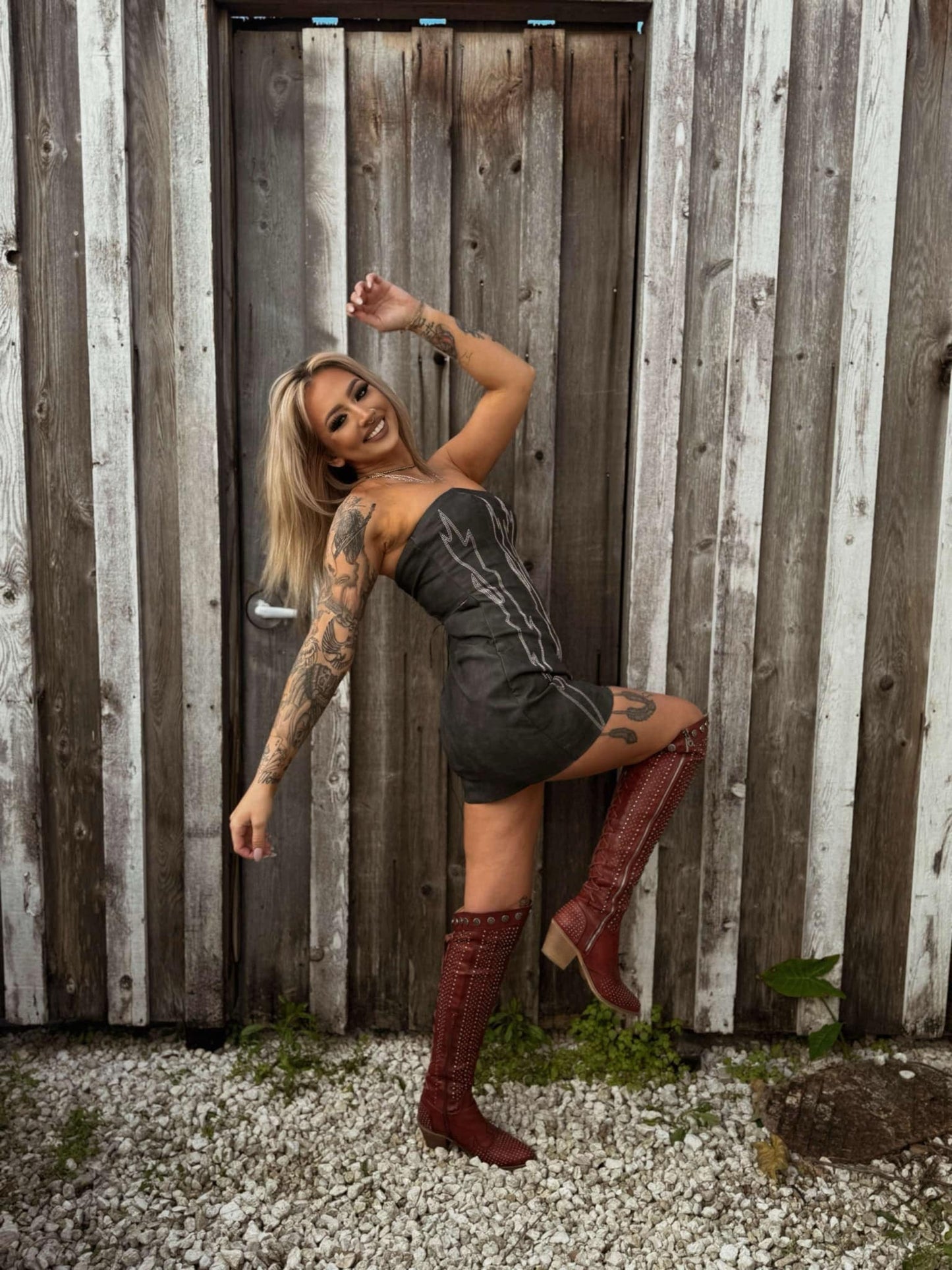 Boot Stitch Babe - Black Dress