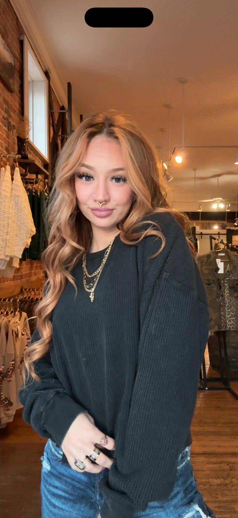 Ashwood Ridge – Black Waffle Crop Top