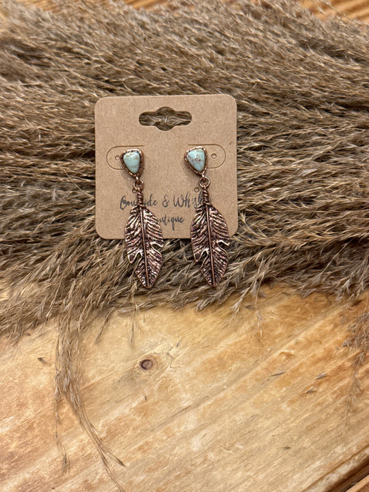 Copper Feather - Earrings