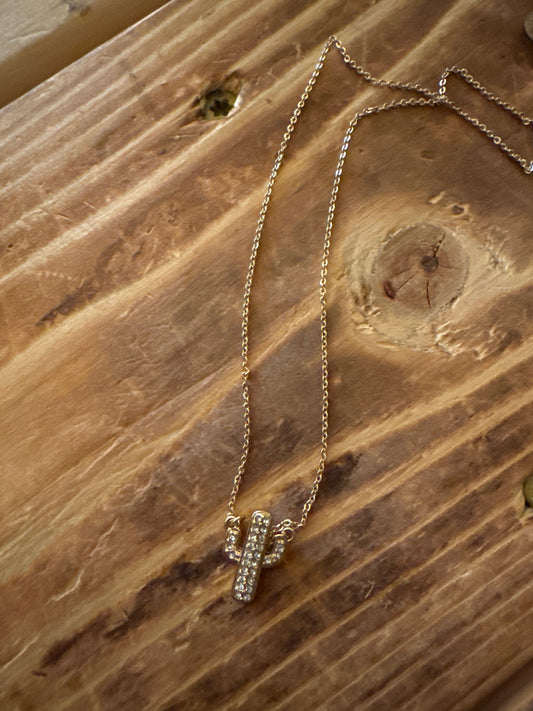 Tiny Cactus - Gold Necklace