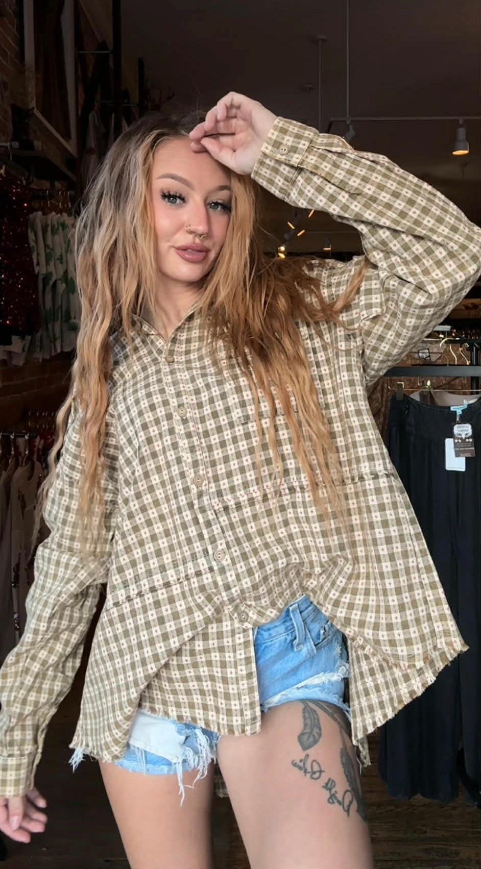 The Outpost Flannel - Olive Top