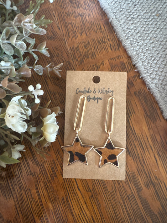 Paperclip Cheetah Star - Earrings