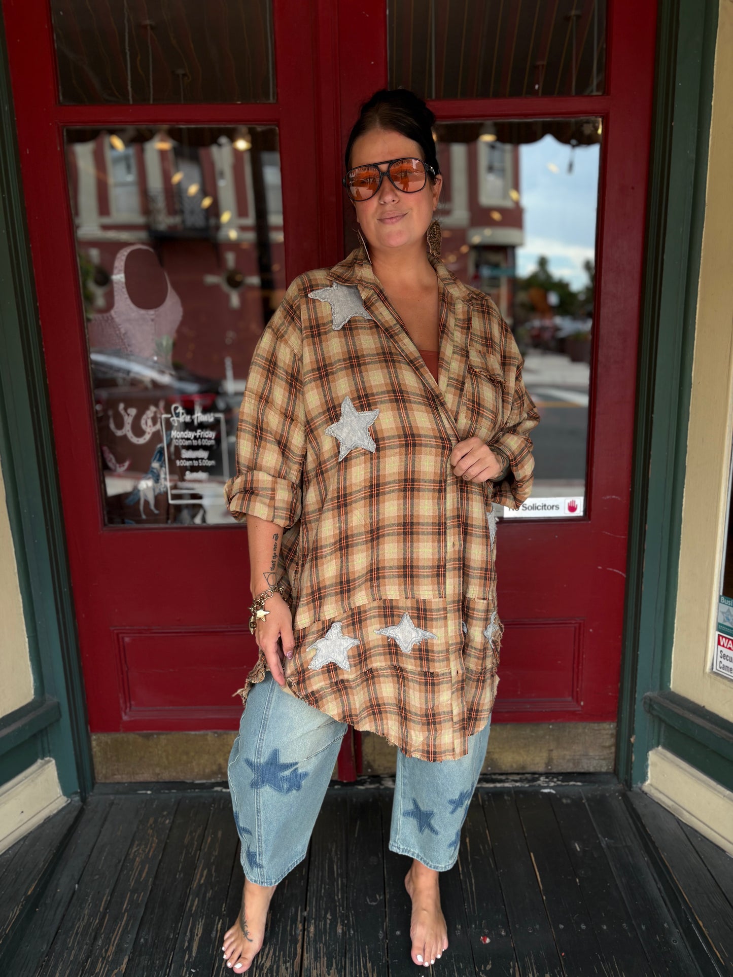 Starry Homestead – Plaid Shirt Dress