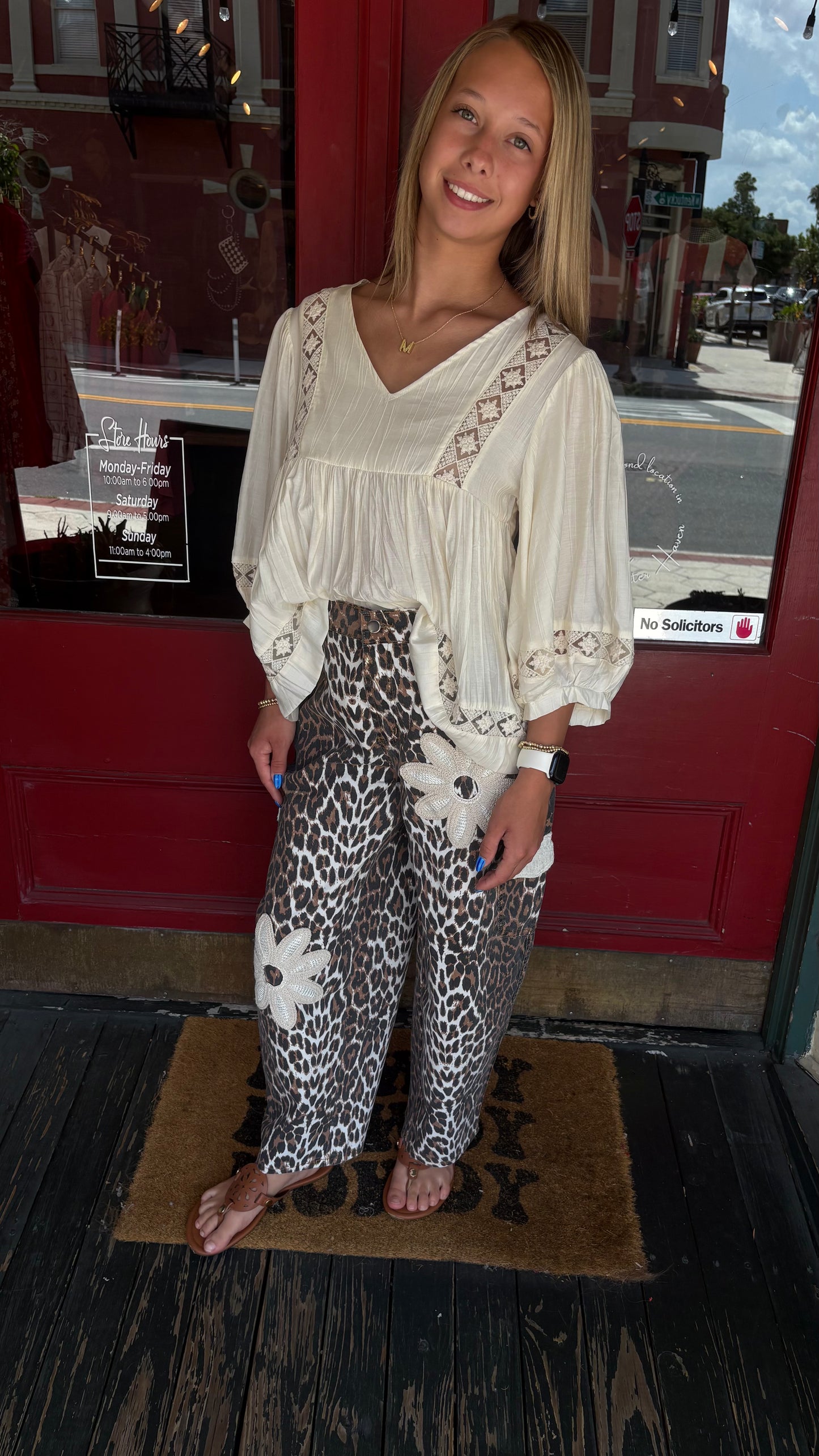 Wild Bloom – Leopard Barrel Jeans