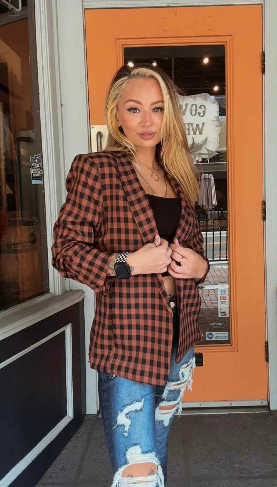 Western Couture - Gingham Blazer