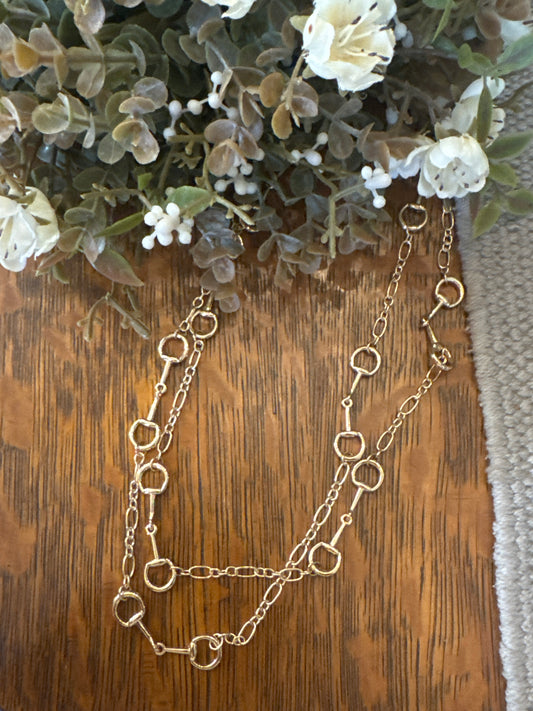 Double Loop Bit - Gold Necklace