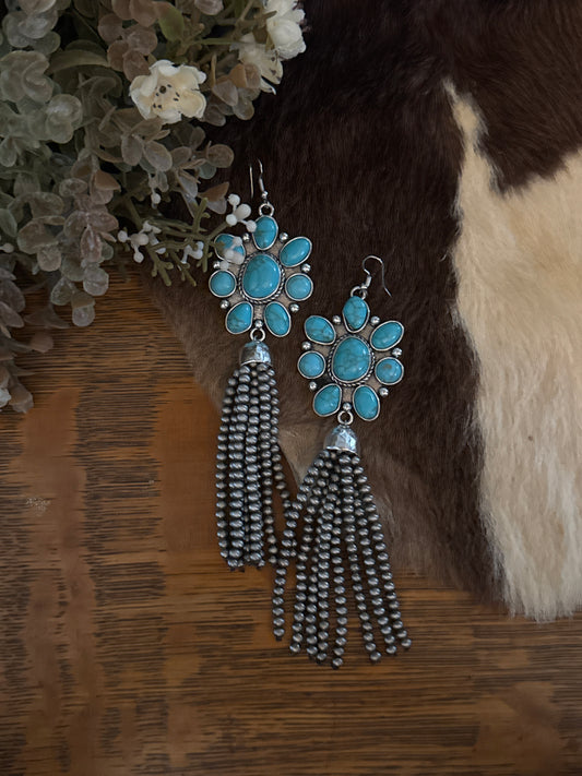 Concho Pearl Tassel - Earrings
