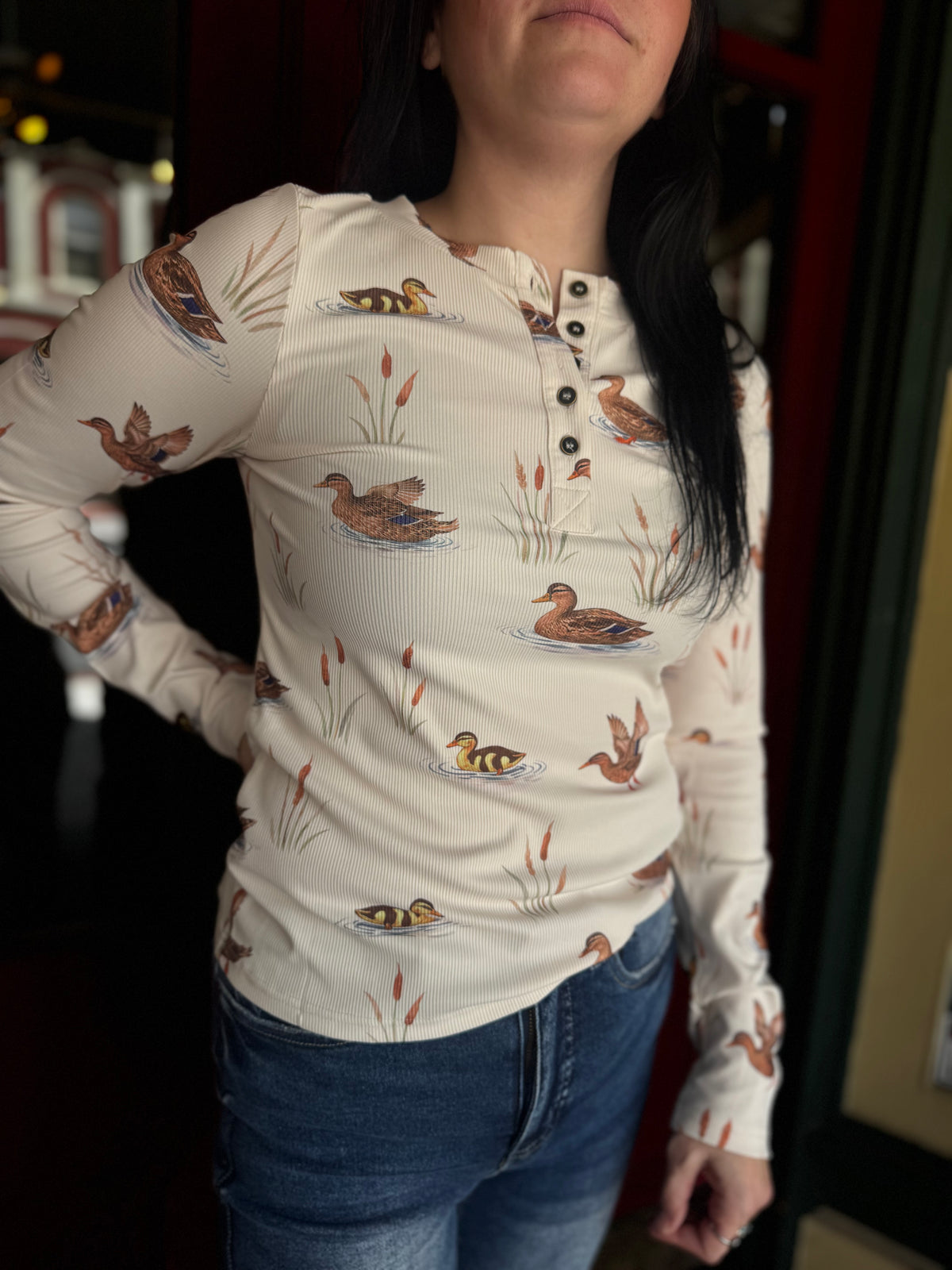 Duck Pond  – Ivory Ribbed Long Sleeve