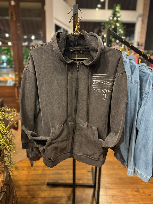 Saddle Stitch – Black Zip-Up Sweatshirt