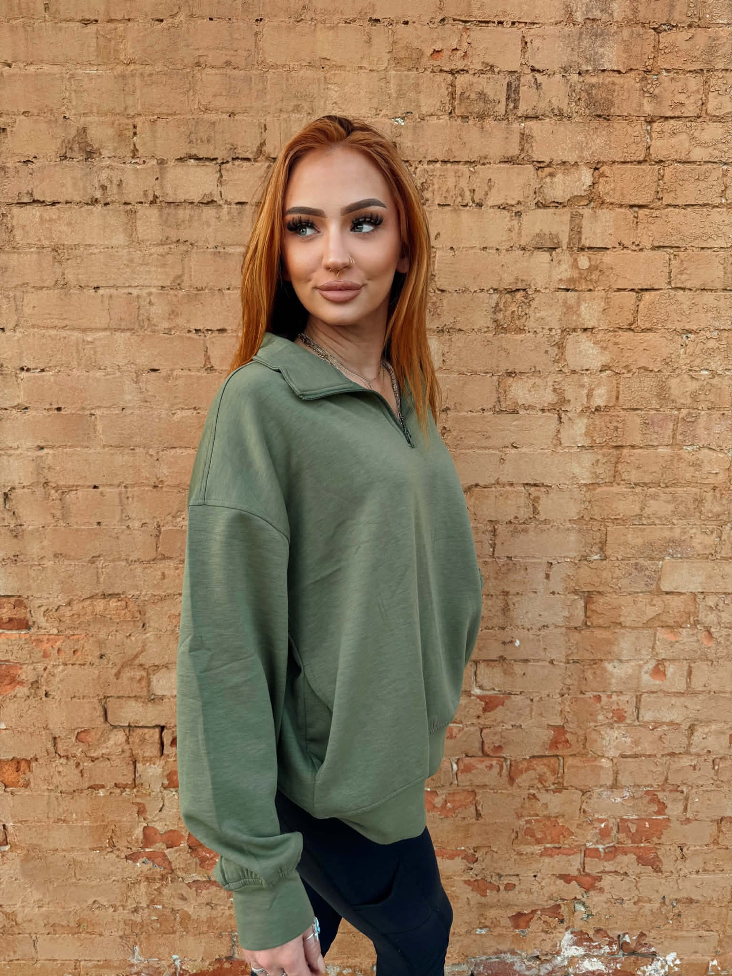Scuba Half Zip Pullover - Olive *Door Buster*