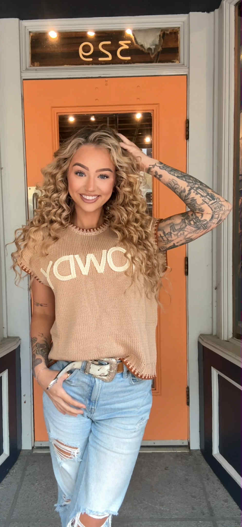 Urban Howdy Thread - Tan Knit Sweater