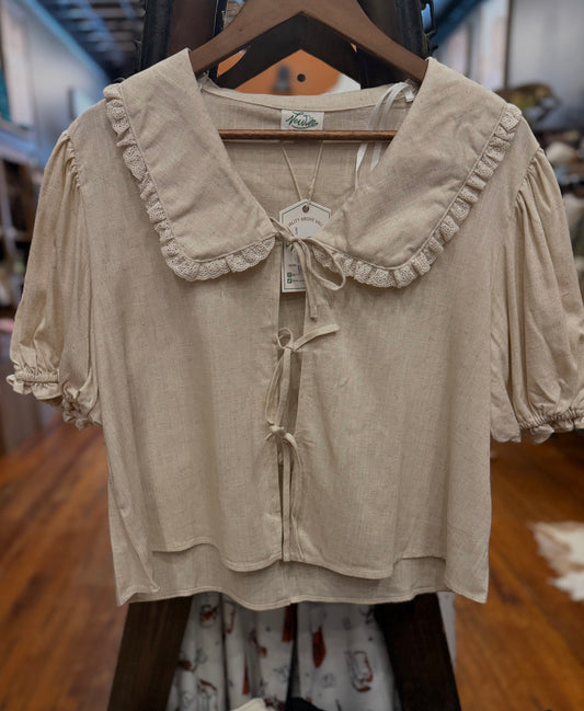 Scarlet Saddle-Tan Tie Blouse