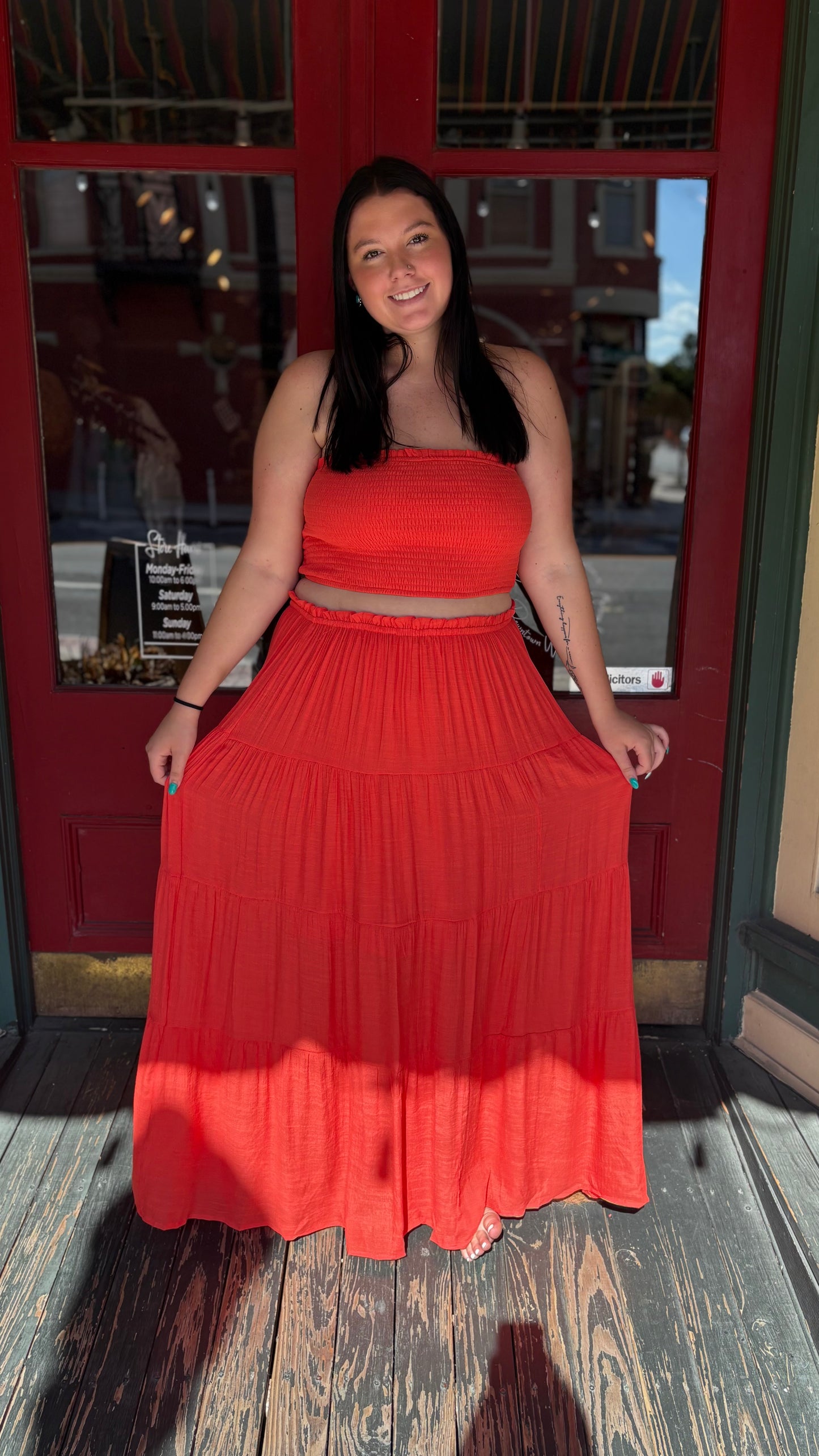 Cherry Kiss – Red Maxi Skirt Set