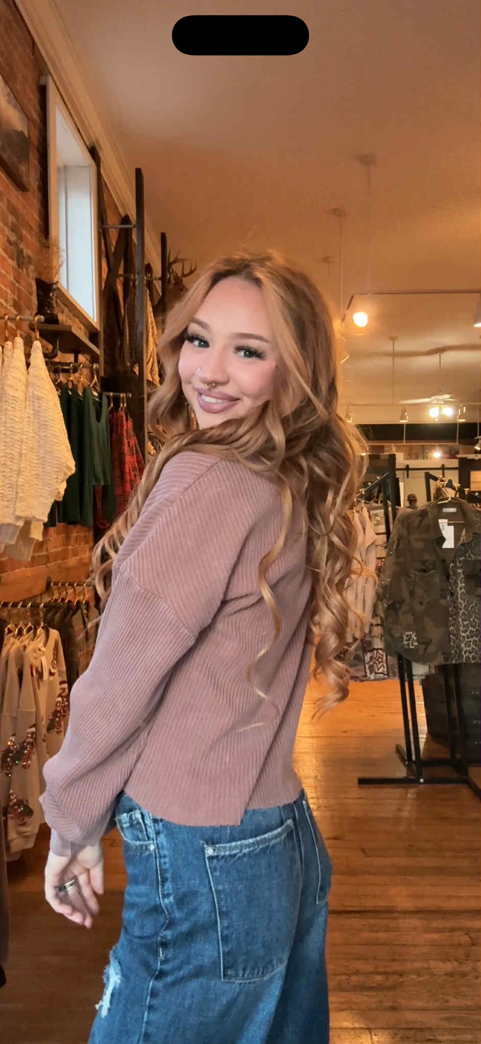 Ashwood Ridge - Chestnut Waffle Crop Top