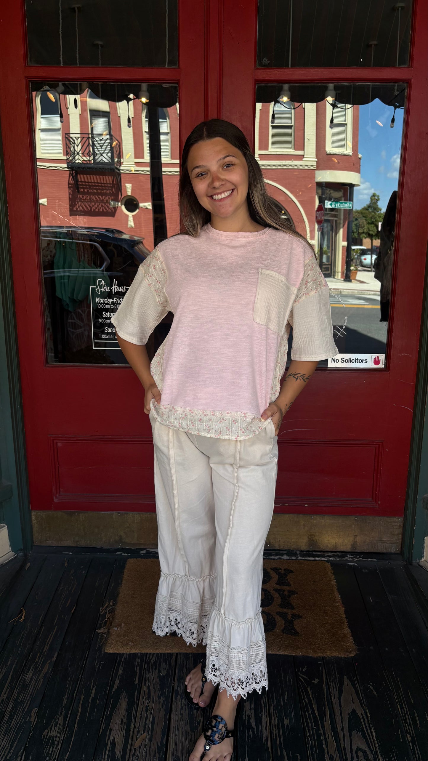 Soft Horizon – Ivory Lace Flow Pants