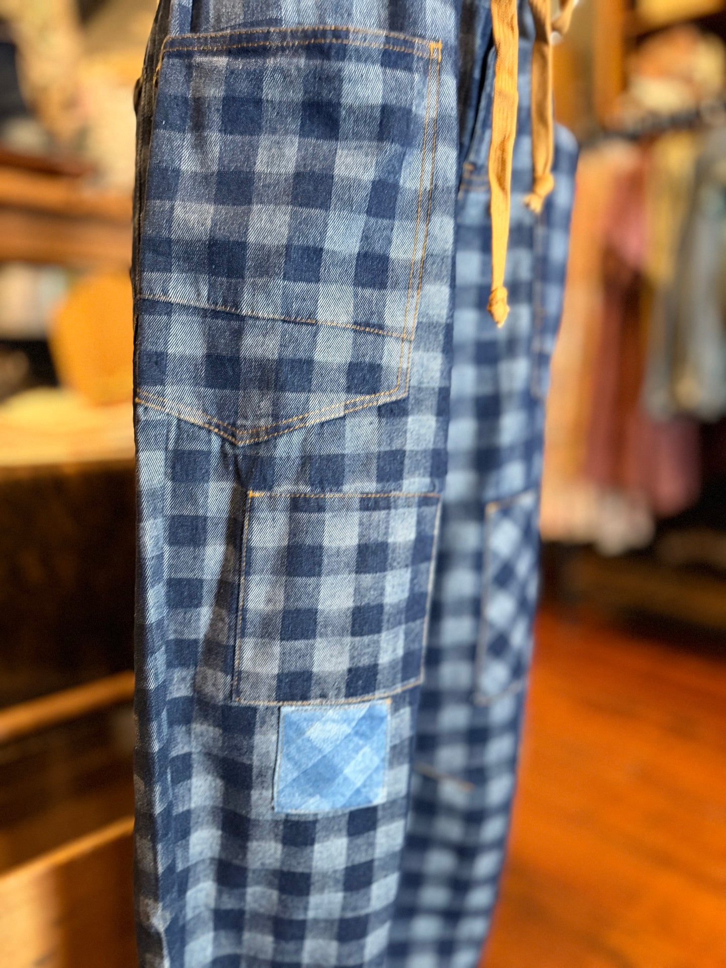 Checkered Patchwork – Denim Pants
