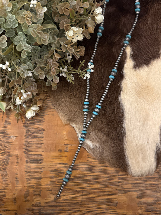 Disk Pearl Lariat - Necklace