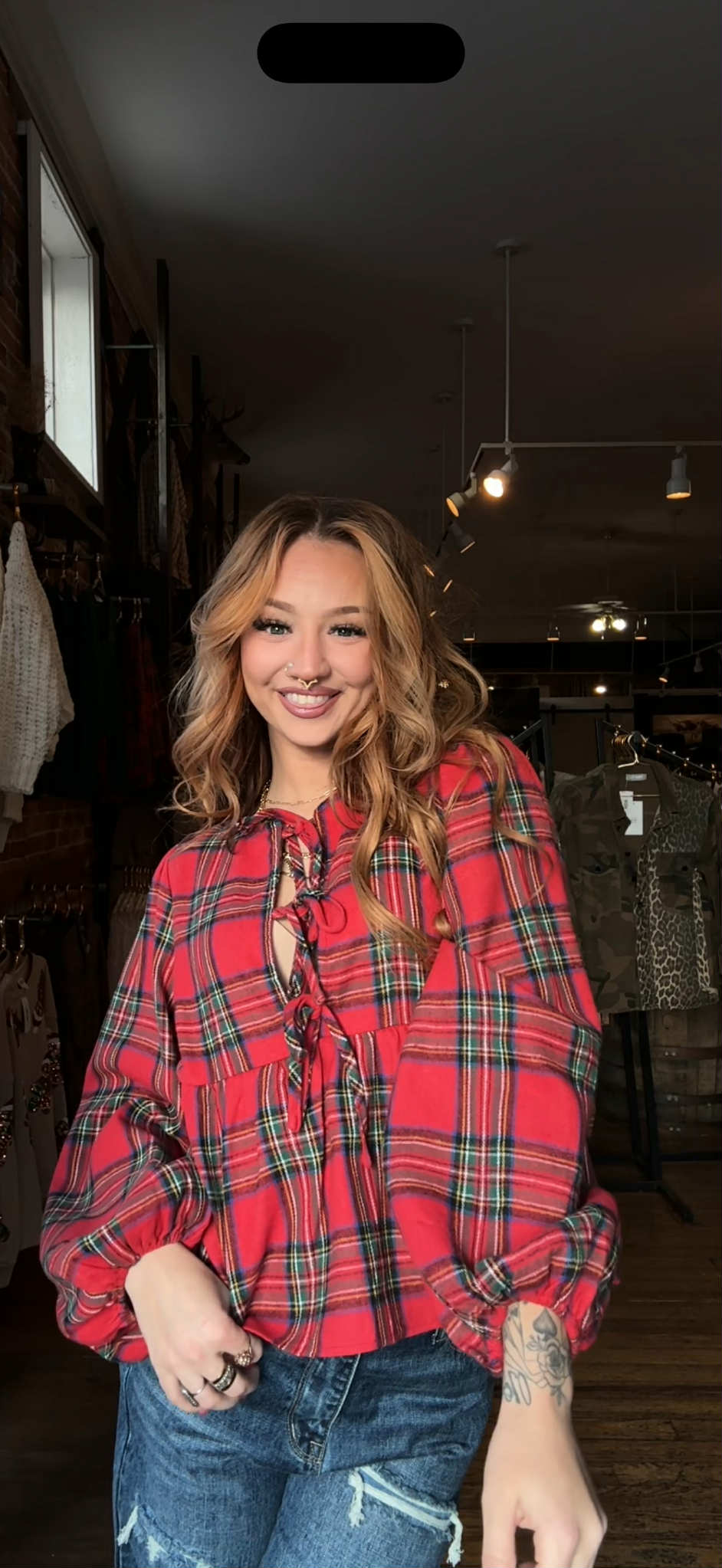 Tinsel & Ties – Christmas Plaid Top