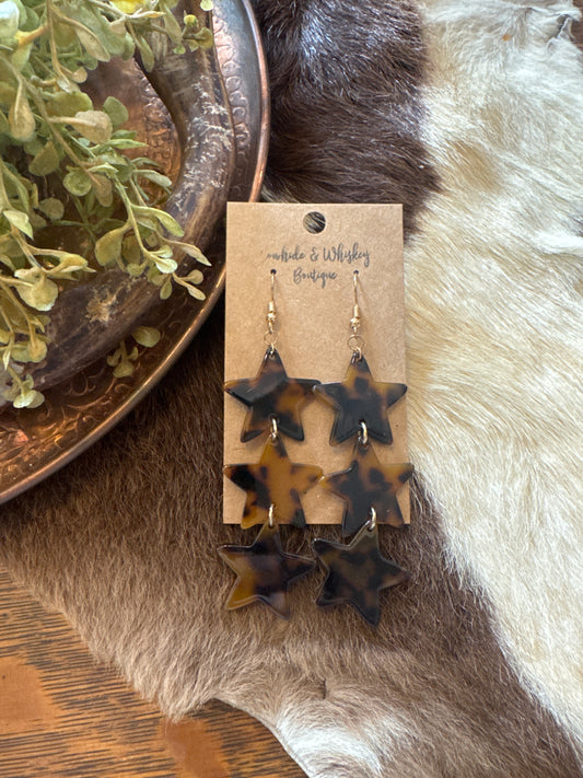 Tortoise Trio - Star Earrings