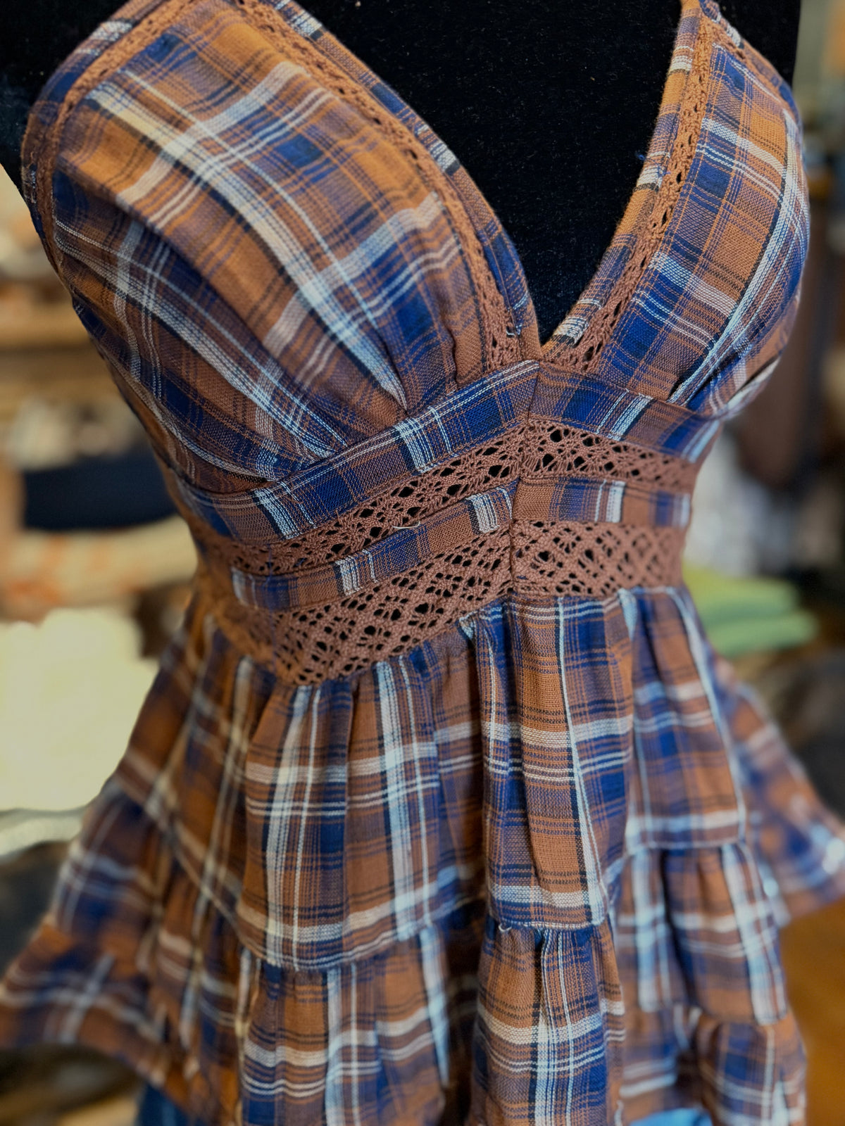 Bluewood Creek – Plaid Tiered Tank Top