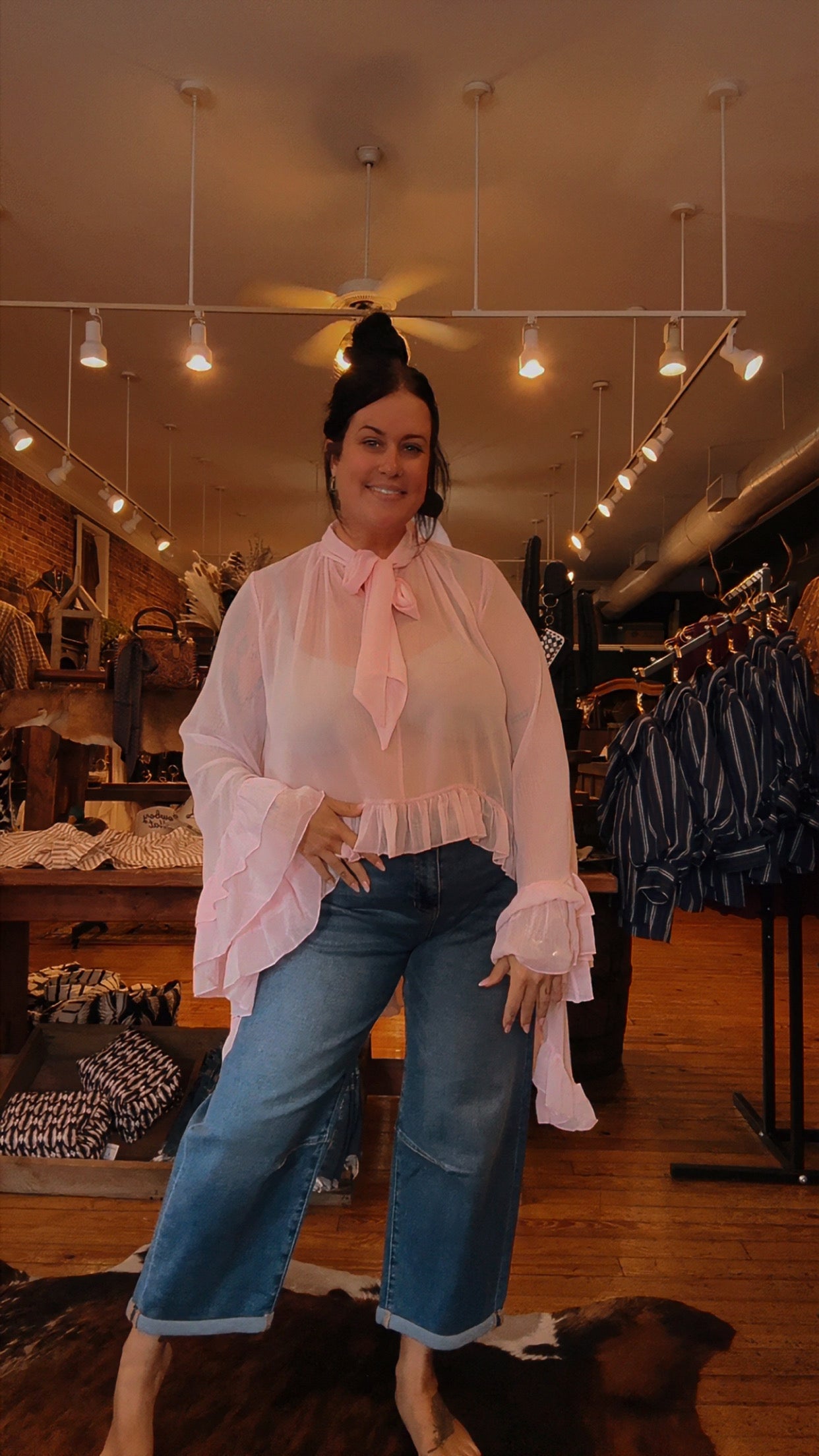 Dust & Grace – Pink Tie-Neck Blouse