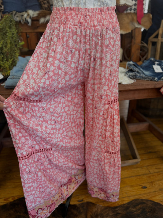 Sunset Petals – Wide-Leg Pants