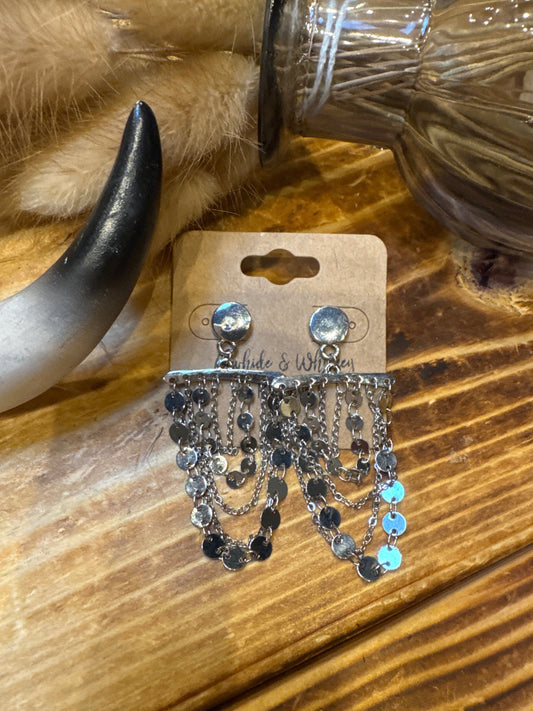 Silver Disk Link - Earrings