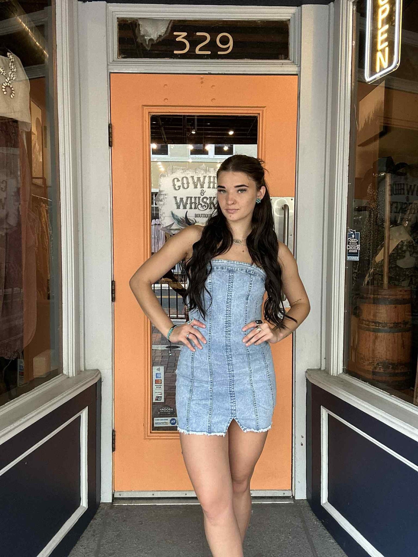 Cowgirl Curve - Denim Body-Con Dress