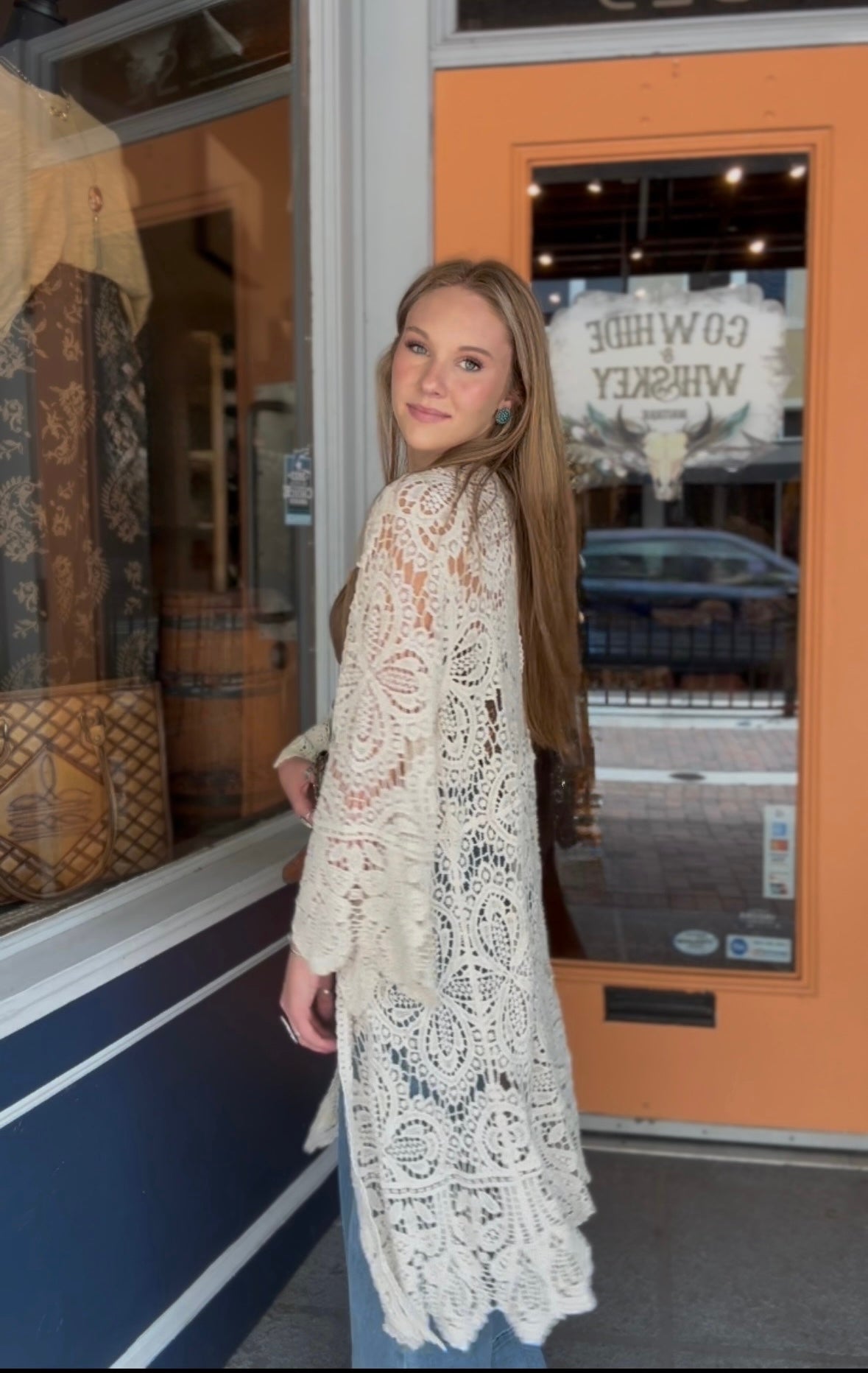 Earthbound Drift - Ivory Crochet Kimono