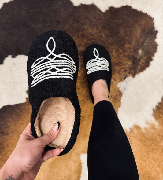 Boot Stitch Slipper - Black