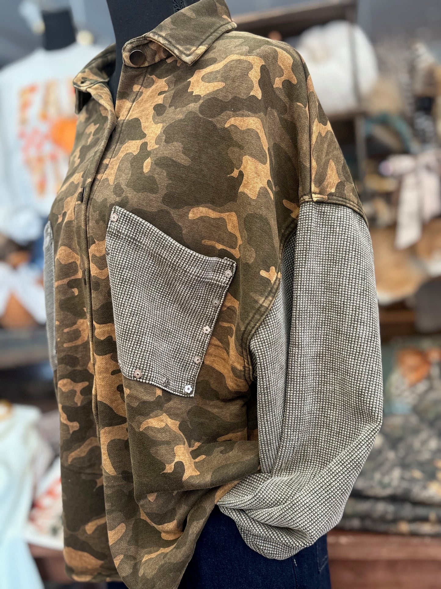 Vintage Outfitters – Olive Camo Shacket