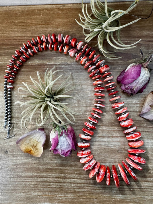 NFR Collection Necklace – 5mm Sterling Silver Pearls with Graduated Spiny Oyster 37"