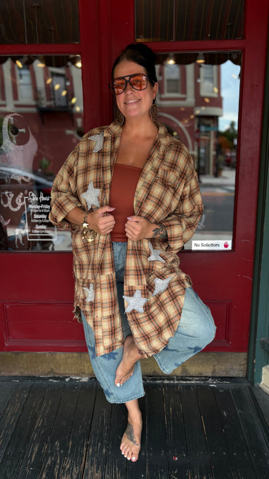 Starry Homestead – Plaid Shirt Dress