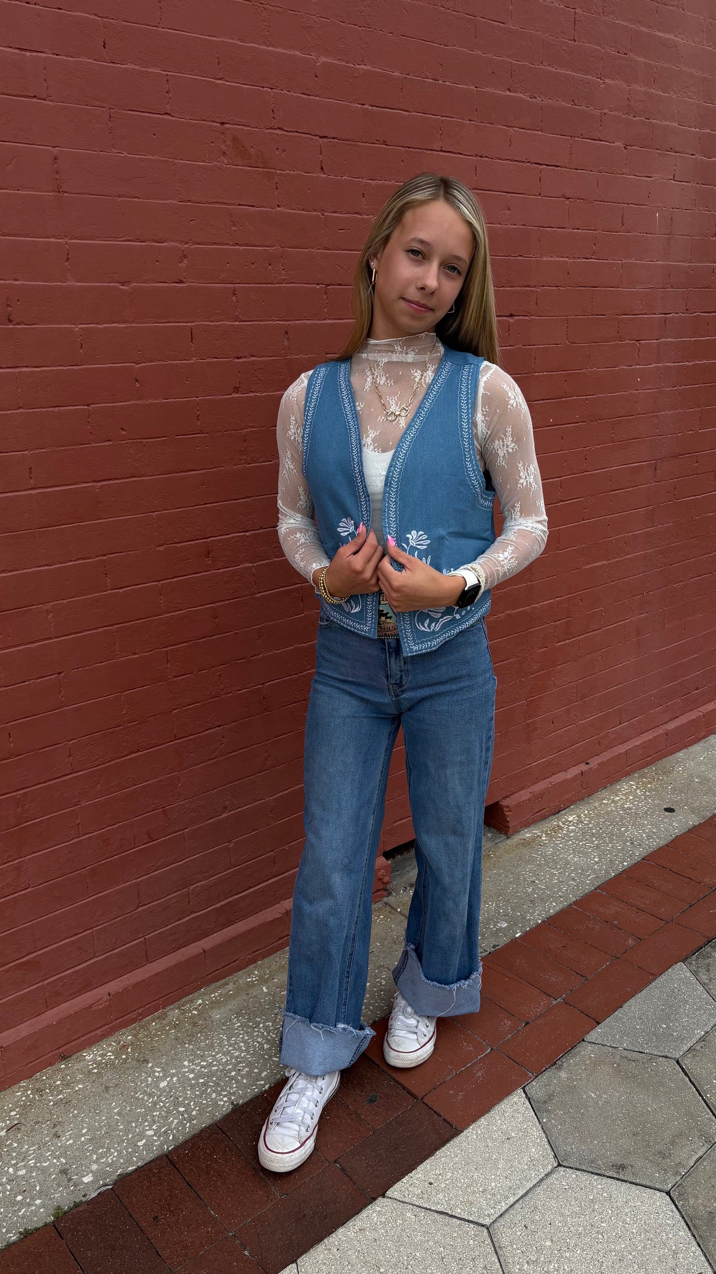 Bluebell Meadow – Denim Vest