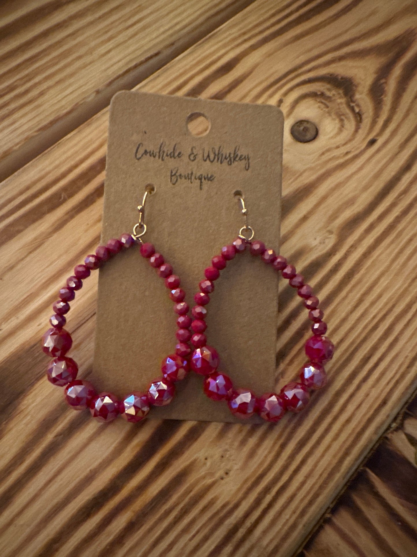 Frosted Cranberry Prism - Earrings
