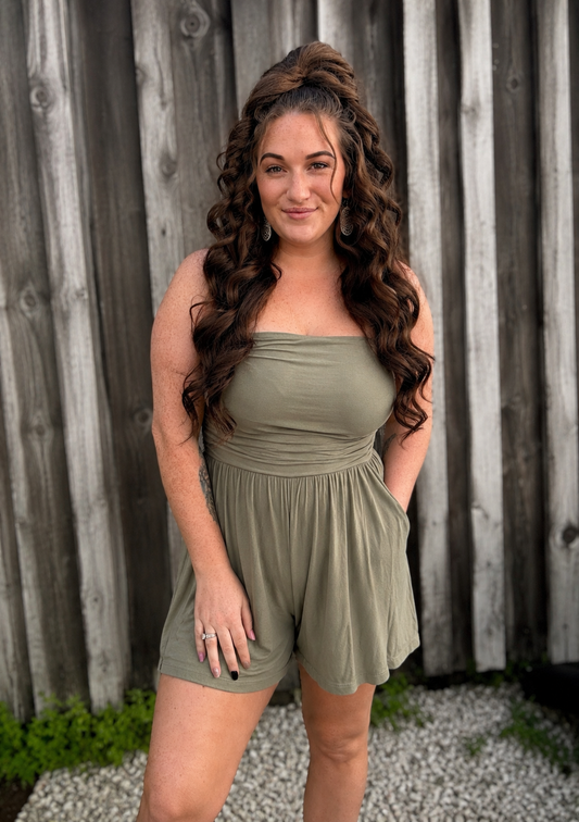 Summer Love - Olive Tube Top Romper