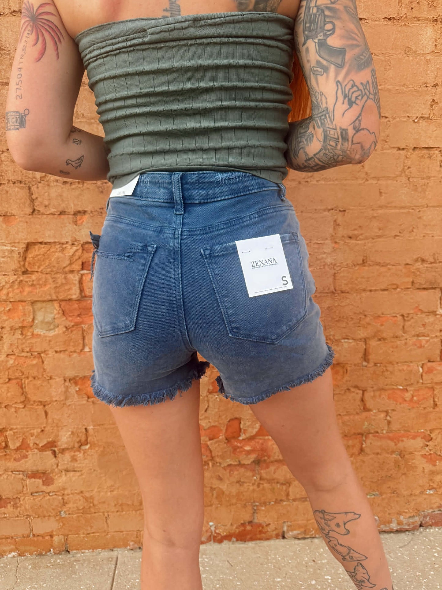 Distressed Raw Hem Denim Shorts - Navy *Door Buster*