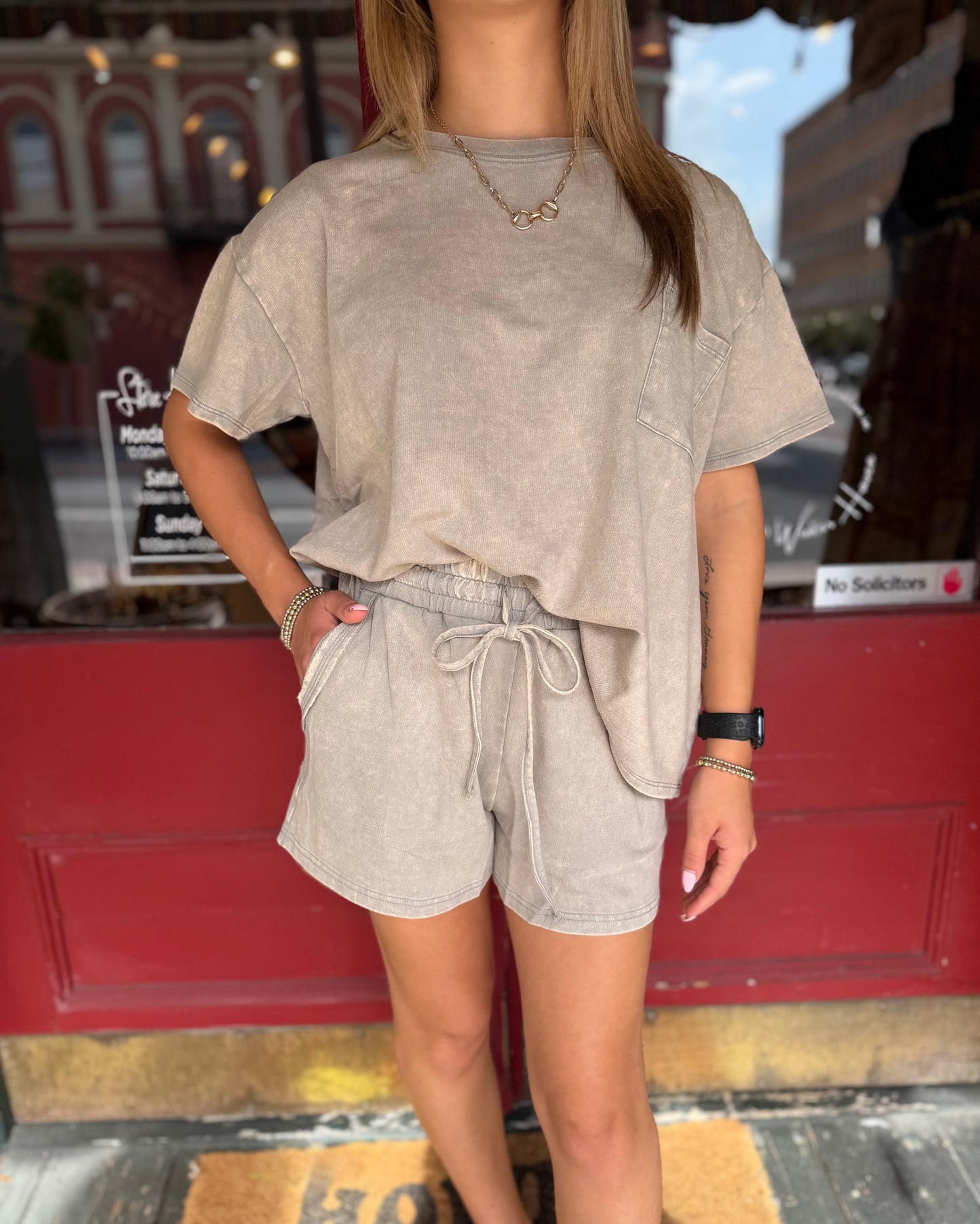 Cozy Retreat – Grey Acid Washed Lounge Set