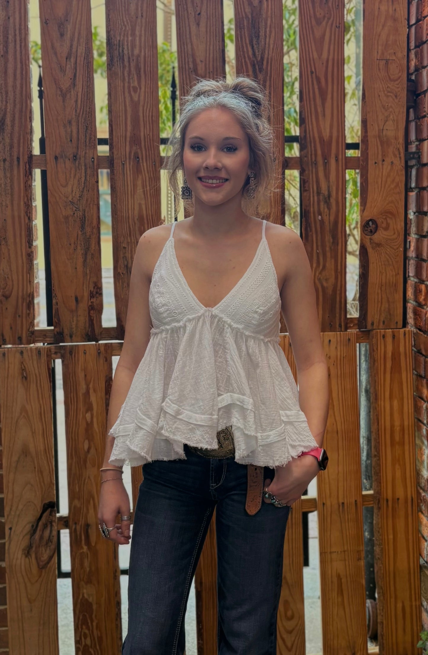 Sun & Cotton – White Peplum Tank