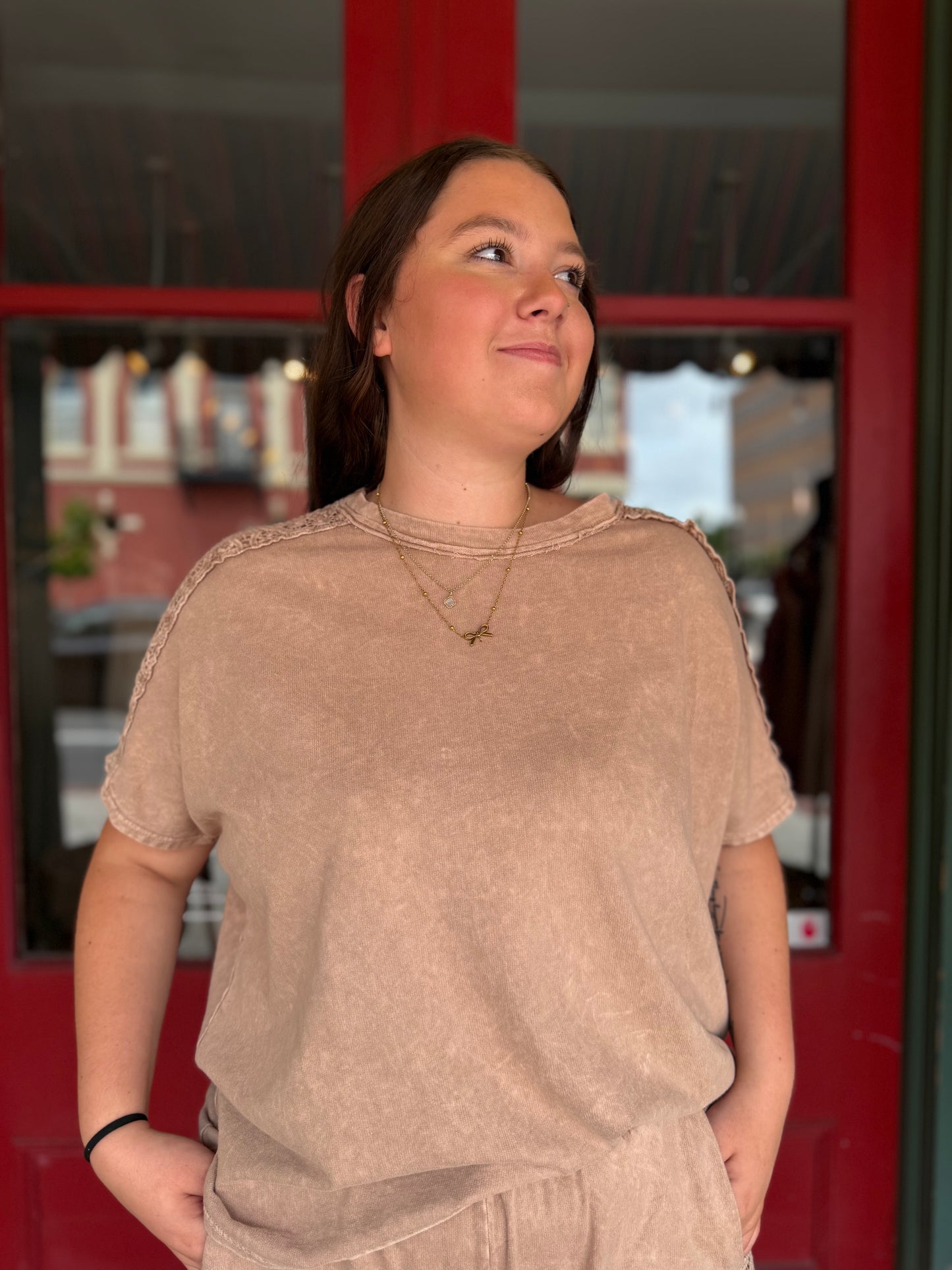 Dust Flower – Latte Embroidered Top