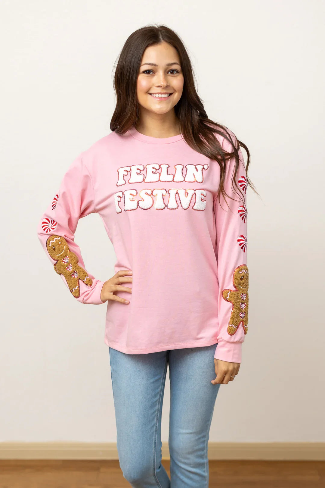 Feeling Festive - Pink Gingerbread Top