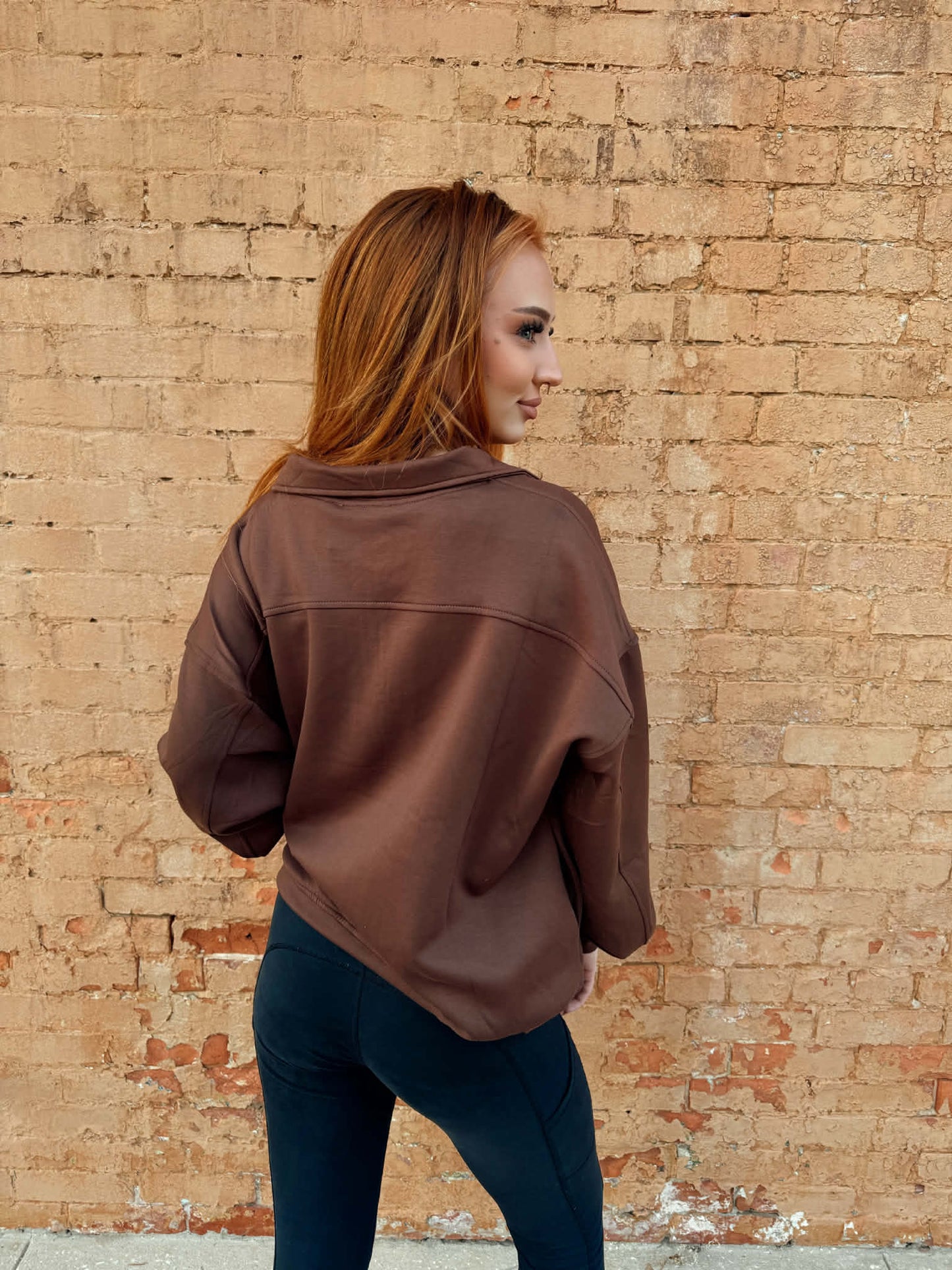 Scuba Half Zip Pullover - Brown *Door Buster*