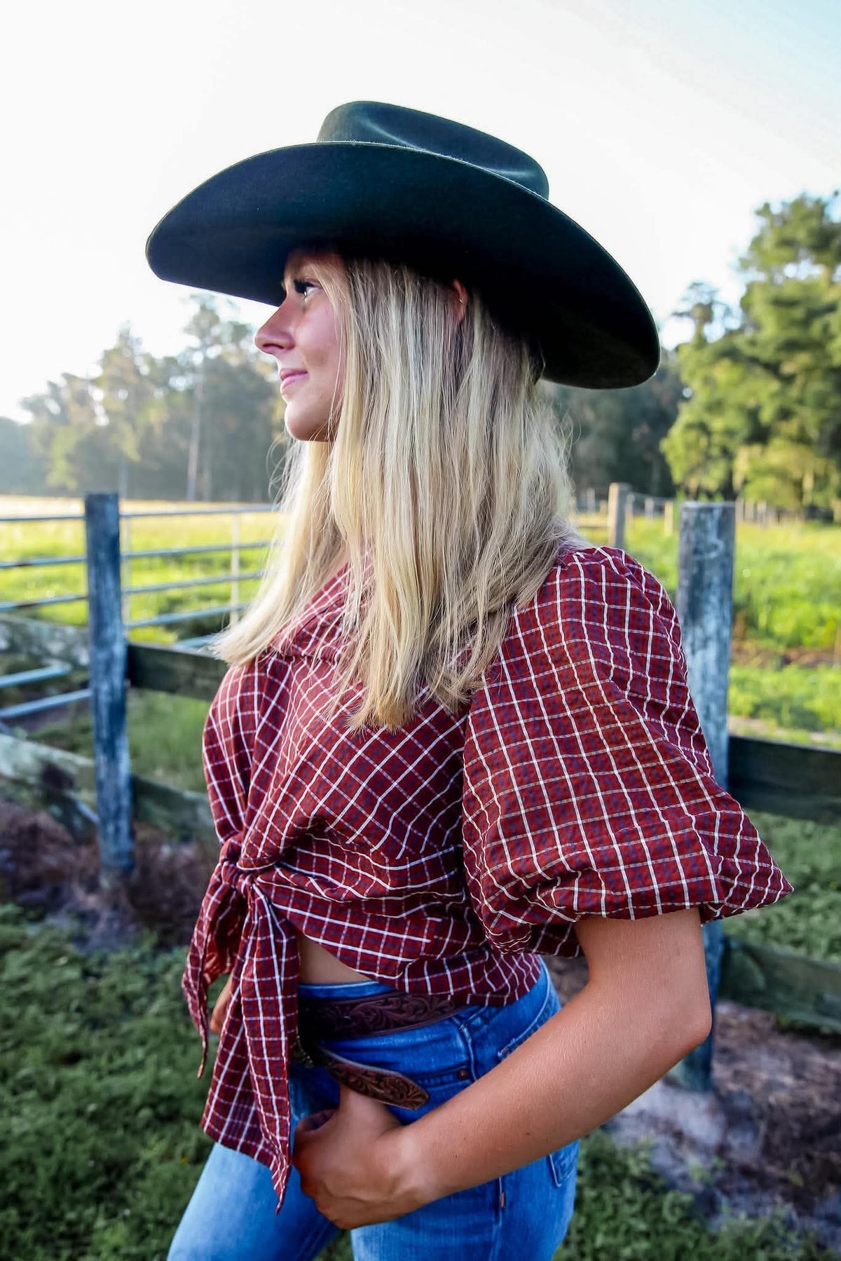 Rustic Ruby – Dark Red Plaid Top