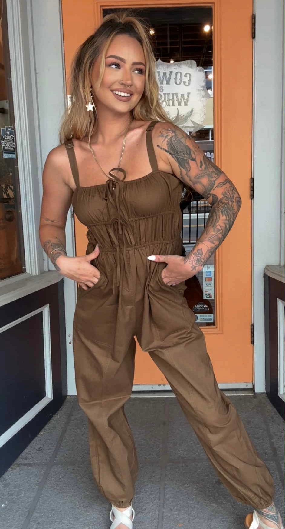 Outlaw Moss - Dk Olive Jumpsuit