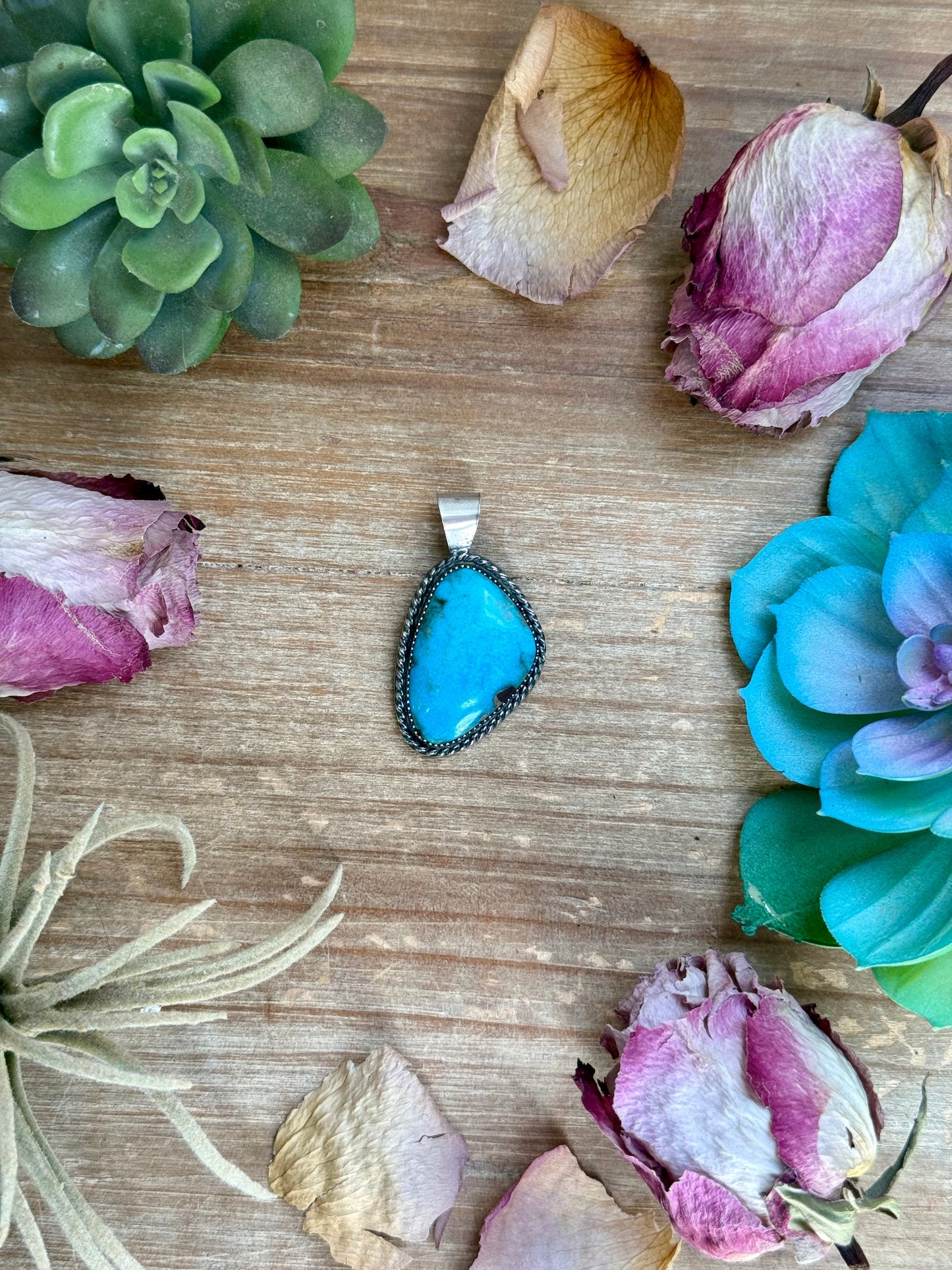 Turquoise Pendant – Sterling Silver (Fits 5mm Pearls)