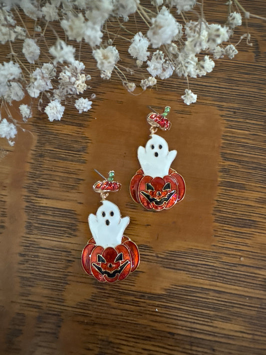 Pop Up Ghost Pumpkin - Earrings